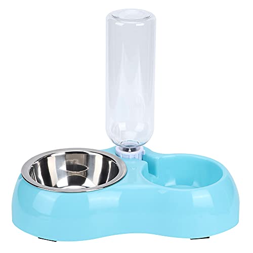 Doppelte Hunde- Und Katzennäpfe, Wasser- Und Futternapf-Set Für Katzen Und Hunde Mit Automatischer Wasserspenderflasche, Haustier-Wassernapf(Blau) von Beufee