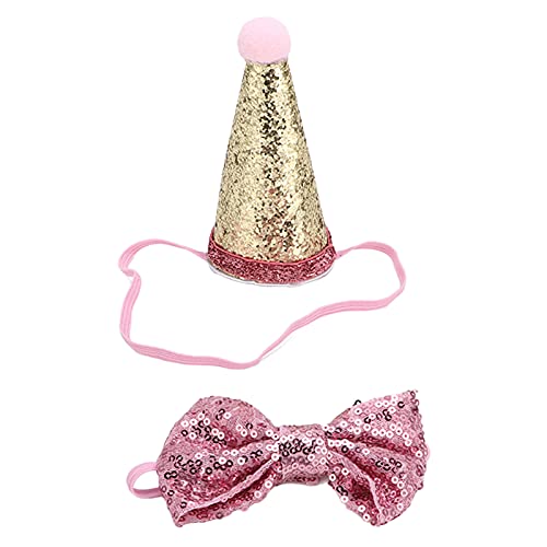 Beufee Haustier-Geburtstagshüte und Schleifen, Haustier-Geburtstagsdekorationen, Hunde-Geburtstags-Partyzubehör, Haustier-Partyzubehör, Dehnbare Haustier-Partyartikel (rosa) von Beufee