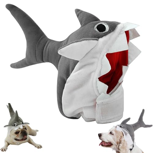 Haustier-Kostüm, Hai-Mütze, Lustiges Hunde-Hai-Kostüm, Cosplay, Verkleidung, Halloween-Zubehör, Hai-Mütze, Bekleidung Für Hunde Und Katzen(S) von Beufee