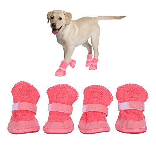 Hundeschuhe Für Den Winter, Warme Hundestiefel, Hundeschneestiefel Mit Klettverschluss, rutschfeste Welpenstiefel, Stiefeletten Für Hundepfotenschutz, Rosa(1) von Beufee