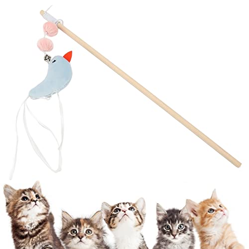 Katzenspielzeug, Katzenstab-Spielzeug Mit Glocke, Katzen-Angelrute-Spielzeug, Katzenschnurspielzeug, Kätzchenspielzeug, Interaktives Katzenspielzeug Für Katzen Im Innenbereich, Kätzchen-Geschenk von Beufee