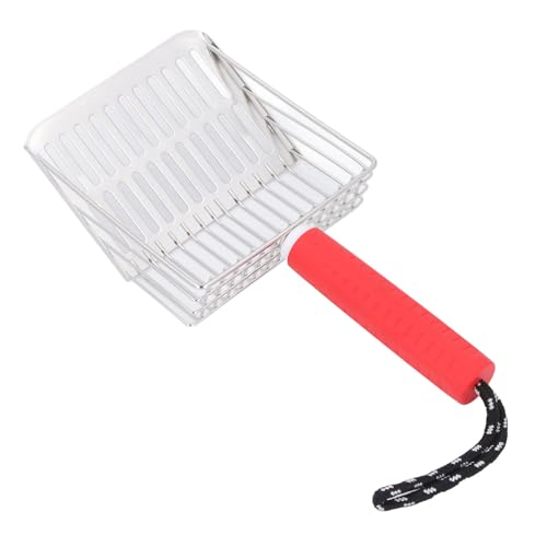 Katzenstrauder -Schaufel mit abnehmbarem Griff, 04 Edelstahl Schnellfiltration Metallschaufel Sifter Schaufel Katzentoilette Schaufel zum Reinigen von Katzenkot (Rot) von Beufee
