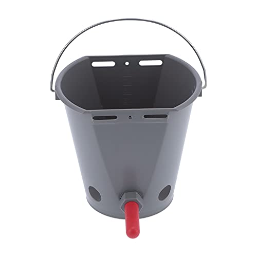 Kuh-Futtereimer, 8 l, Futtereimer, Milchfutterfass, automatischer großer Tiernippel-Tränkeeimer mit 5 Nippeln, Grau für Nutztiere (-3111210205512) von Beufee