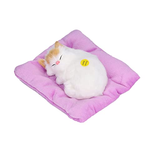 Sleeping Cat on Pad Doll Toy, Cute Mini Kitten on Pad with Meows Sounds Decor Hand Toy Gift Decorations Stuffed Toys for Kids Boys Girls (Activated Charcoal Yellow Ears cat) von Beufee