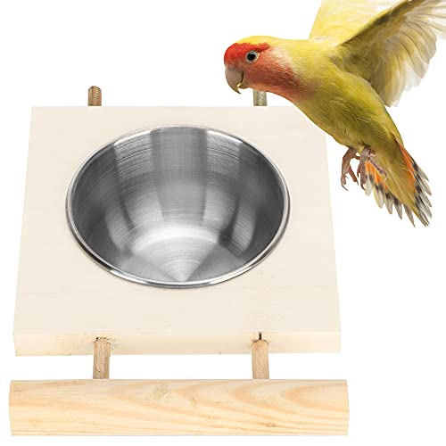 Vogelfutterspender, Edelstahl, Vogelfutterbehälter, Sittich-Futternapf, Sittichzubehör, Sittich-Futterspender mit Ständer für Vogelkäfig (1) von Beufee