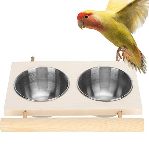 Vogelfutterspender, Edelstahl, Vogelfutterbehälter, Sittich-Futternapf, Sittichzubehör, Sittich-Futterspender mit Ständer für Vogelkäfig (2) von Beufee