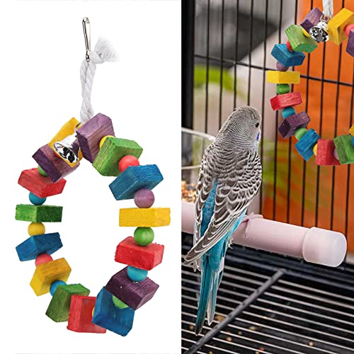Beufee Vogelkäfig-Zubehör, Vogelspielzeug, Sittich-Spielzeug, bunter Holzblock, Vogelständer, Kauspielzeug mit Glocke, lindert Vogel-Langeweile, runde Form für Nymphensittiche Beufee Vogelkäfig-Zubehör, Vogelspielzeug, Sittich-Spielzeug, bunter Holzblock, Vogelständer, Kauspielzeug mit Glocke, lindert Vogel-Langeweile, runde Form für Nymphensittiche von Beufee