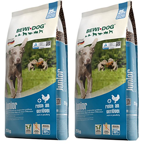 2 x 25 kg Bewi Dog Junior | Trockenfutter für Junge Hunde ab 4. Monat | ohne Weizen & Soja | Sparpaket von Bewi Dog