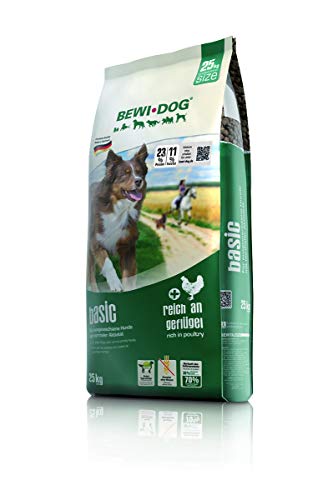 BEWI DOG Basic [25 kg] Hundefutter | Trockenfutter für Hunde | ohne Weizen & Soja | 80% tierisches Eiweiß | für große, mittlere & Kleine Rassen von Bewi Dog