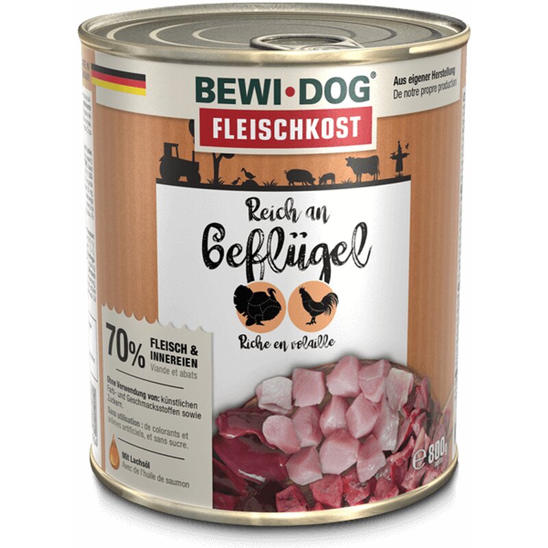 BEWI DOG fleischkost reich an Geflügel - 800 g (3,24 € pro 1 kg) von Bewi Dog
