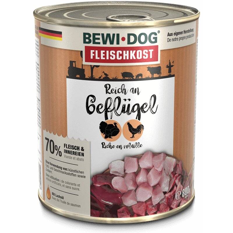 BEWI DOG fleischkost reich an Geflügel - 800 g (3,24 € pro 1 kg) von Bewi Dog
