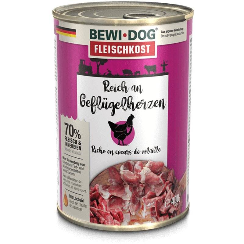 BEWI DOG fleischkost reich an Gefl�gelherzen - 400 g (3,93 € pro 1 kg) von Bewi Dog