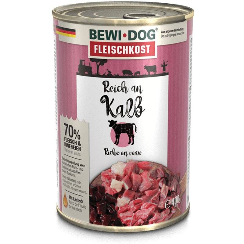 BEWI DOG fleischkost reich an Kalb - 400 g (3,93 € pro 1 kg) von Bewi Dog