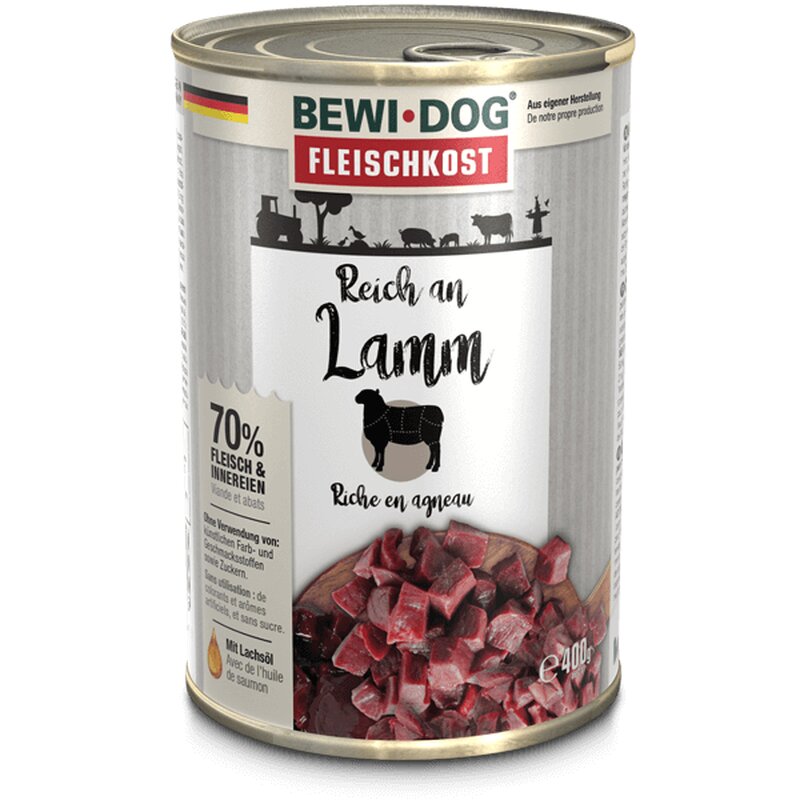 BEWI DOG fleischkost reich an Lamm - 400 g (3,93 € pro 1 kg) von Bewi Dog
