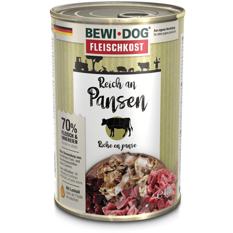 BEWI DOG fleischkost reich an Pansen - 400 g (3,93 € pro 1 kg) von Bewi Dog