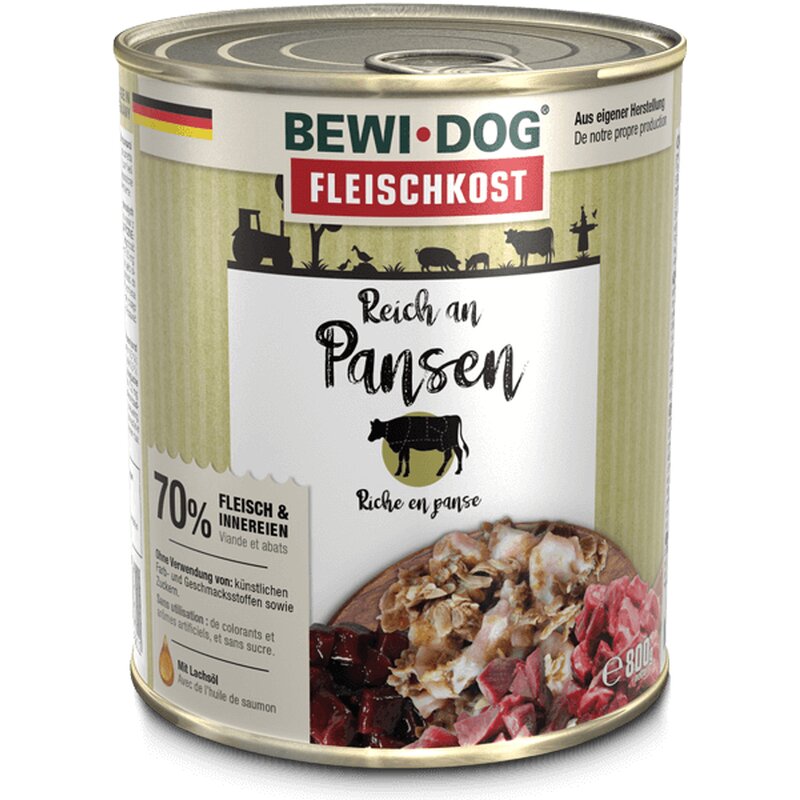 BEWI DOG fleischkost reich an Pansen - 800 g (3,24 € pro 1 kg) von Bewi Dog