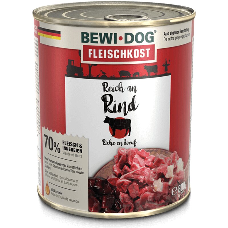 BEWI DOG fleischkost reich an Rind - 800 g (3,24 € pro 1 kg) von Bewi Dog