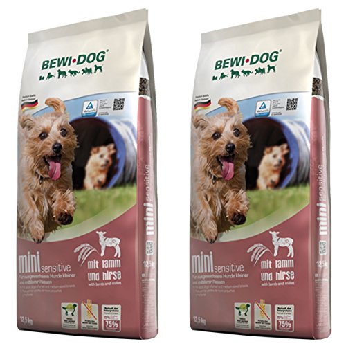 2 x 12,5 kg Bewi Dog Mini Sensitive | Hundefutter | Trockenfutter für kleine Hunderassen | ohne Weizen & Soja | extra kleine Kroketten von Bewi Dog