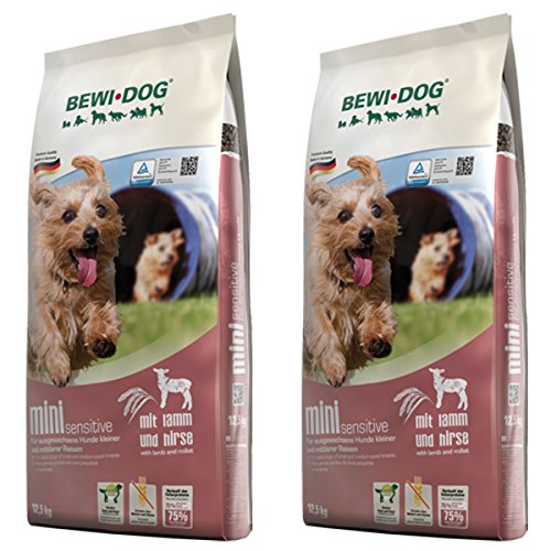 2 x 12,5 kg Bewi Dog Mini Sensitive | Hundefutter | Trockenfutter für kleine Hunderassen | ohne Weizen & Soja | extra kleine Kroketten von Bewi Dog
