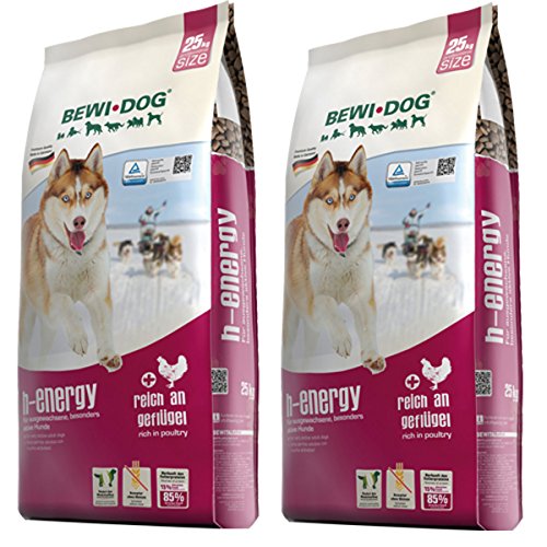 2 x 25 kg Bewi Dog H-Energy | Trockenfutter für sehr aktive Hunde | ohne Weizen & Soja von Bewi Dog