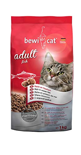 bewi cat Adult Fish [1 kg] Katzenfutter Für ausgewachsene Katzen ab dem 1. Jahr reich an Fisch für kastrierte Katzen geeignet, 3er Pack (3 x 1 Kg) von Bewi Dog