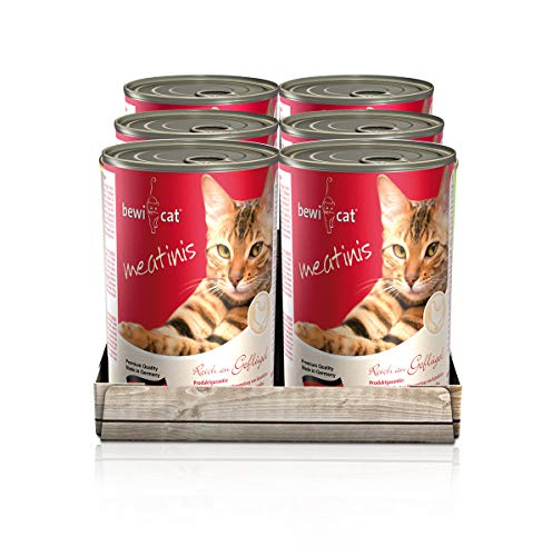 bewi cat Meatinis Geflügel [400 g] Dose | Nassfutter für Katzen | Muskelfleisch & Innereien mit fester Fleischstruktur | Katzenfutter nass | 6 x 400 g von Bewi Dog
