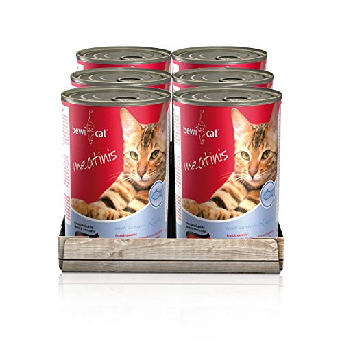 bewi cat Meatinis Lachs [400 g] Dose | Nassfutter für Katzen | Muskelfleisch & Innereien mit fester Fleischstruktur | Katzenfutter nass | 6 x 400 g von Bewi Dog