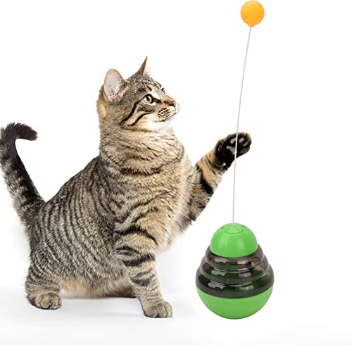 Bewinner Treat Dispensing Cat Toy, Interactive Cat Feeder Toy, Feeding Food Toy Dispenser, Cat Feeder Ball, für Indoor Katzen Teaser Supplies Geburtstagsgeschenk (Grün) von Bewinner