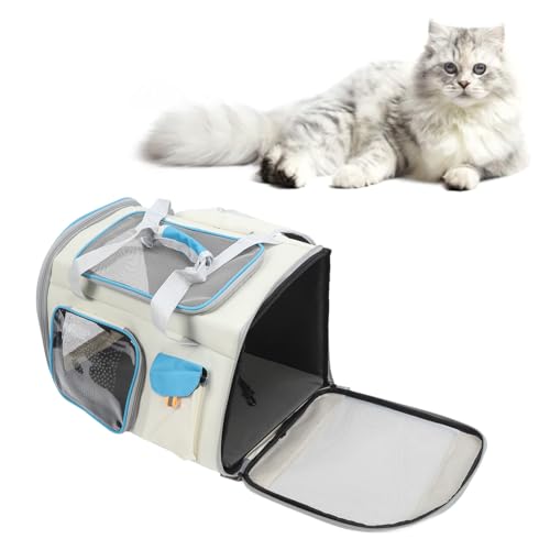 Tragbare Katzentrage mit Großem Fassungsvermögen, Leicht zu Reinigende Hundetrage für den Außenbereich, Geräumiges Design mit Atmungsaktivem Netz, Praktischer Tragegriff, (Weiß Tragbare Katzentrage mit Großem Fassungsvermögen, Leicht zu Reinigende Hundetrage für den Außenbereich, Geräumiges Design mit Atmungsaktivem Netz, Praktischer Tragegriff, (Weiß von Bewinner