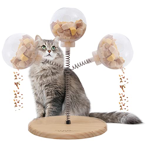 Bexdug Frühlingsspender für Katzenleckerlis,Cat Feeder Ball Interaktives Spiel für Ihre Katze - Katzenfutter-Spielzeug, gefüllt mit Futter und Leckereien, ideal für die Portionskontrolle und schnelle von Bexdug