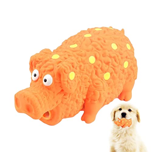 Bexdug Grunzendes Schwein Hundespielzeug, Unzerstörbarer Hundezahnbürstenstab Quietschendes Hundespielzeug, Dauerhaftes Gummi-Schwein-Quietscher-Hundewelpen-Kauspielzeug, interaktives von Bexdug