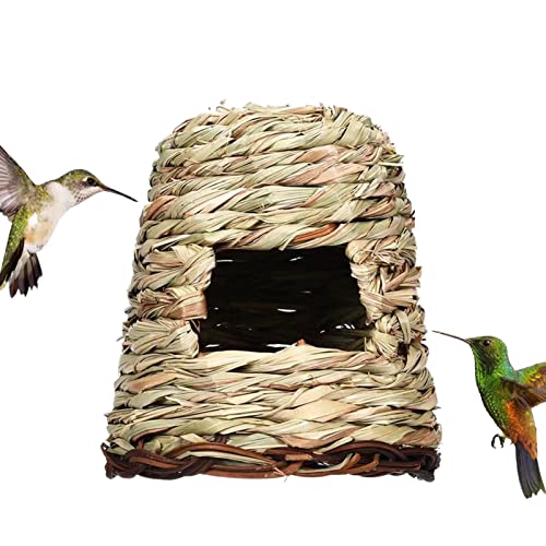 Bexdug Hängendes Vogelnest - Innovatives Kolibri-Nesthaus,Vogelhaus Nest Vogelkäfige Nest Gras Vogelhütte für Gartenfenster Outdoor Home Rasendekoration von Bexdug