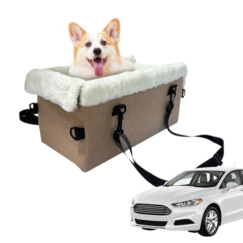 Bexdug Hunde-Autositz in der Mittelkonsole – tragbarer, weicher Auto-Hundesitz mit Sicherheitsschnalle, Haustier-Tragetasche mit Kissen für den täglichen Pendler, Reisen, Outdoor, Indoor, Roadtrip von Bexdug