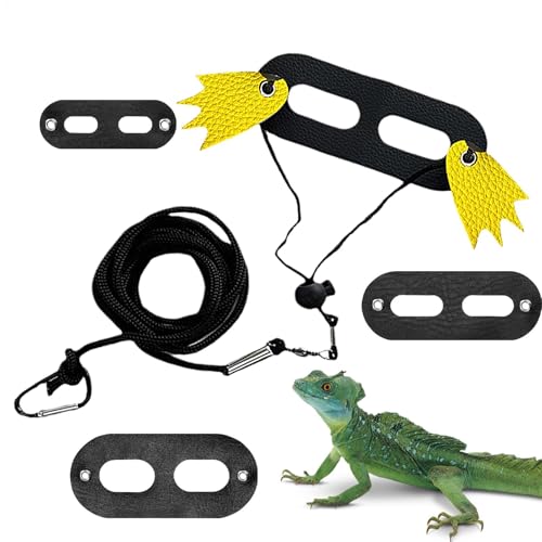 Bexdug Hundegeschirr für Bartdrache und, weiches Leder, für Reptilien, mit Flügeln, abnehmbar, verstellbar, für Kleintiere, ausbruchsicher, für Spaziergänge, Outdoor, Spaß von Bexdug