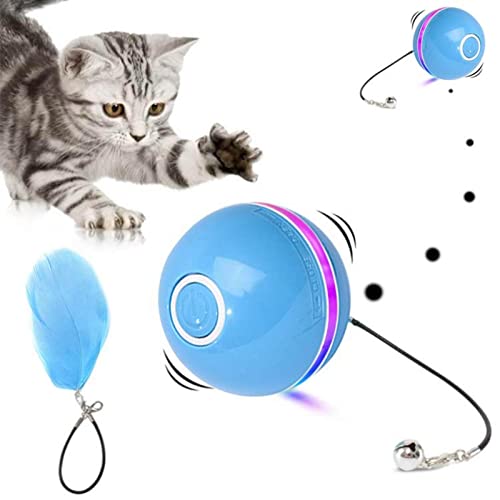 Bexdug Interaktiver Katzenspielzeugball - Automatisches Katzenspielzeug mit rollenden Kugeln für Hauskatzen | Rotierende und drehende Kugeln mit USB-Aufladung und glitzernden LED-Leuchten, 4 Farben von Bexdug