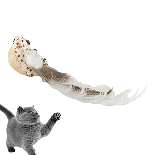 Bexdug Interaktives Vogelspielzeug für Katzen,Zauberstab-Nachfüllungen mit Feder und Glocke - Interaktiver Katzen-Teaser, handgefertigtes Katzenspielzeug, Vogel-Kätzchen-Kicker-Spielzeug von Bexdug