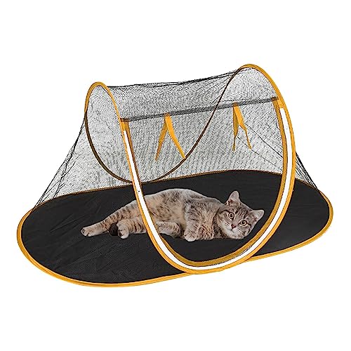 Bexdug Katzen-Außenzelt - Faltbares Katzen-Außenspielhaus - Hundezaun für Camping, tragbarer Hundelaufstall, kleines Haustierzelt mit Netzfenstern von Bexdug