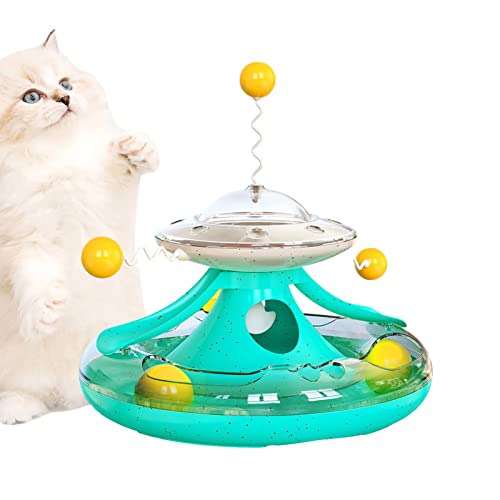 Bexdug Katzen-Kugelbahn-Spielzeug,Langsamer Futterspender in Raumschiffform für Katzen | Kitten Interaktives Indoor-Spielzeug für IQ-Trainingsübungen von Bexdug