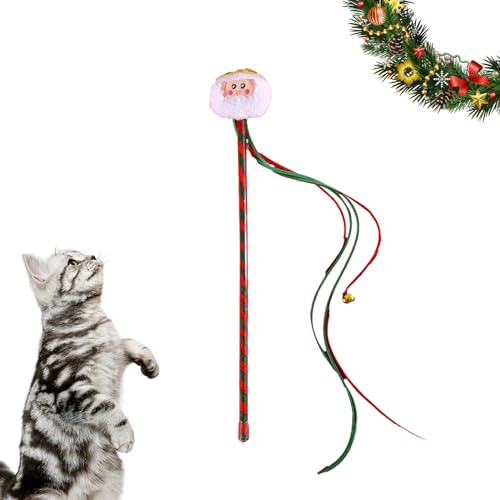 Bexdug Katzen-Teaser-Stick | Weihnachten Katzenspielzeug Katzenfänger Teaser Stick,Tragbares Weihnachts-Katzenspielzeug, Katzenfänger, Teaser-Stick zum Beißen, Kauen und Spielen von Bexdug
