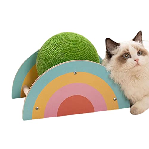 Bexdug Katzenkratzer-Spielzeugball - Katzenkratzball für Katzen und Kätzchen,Exquisites Haustierspielzeug mit frischen grünen Sisalkugeln und Einer Basis wie EIN Regenbogen von Bexdug