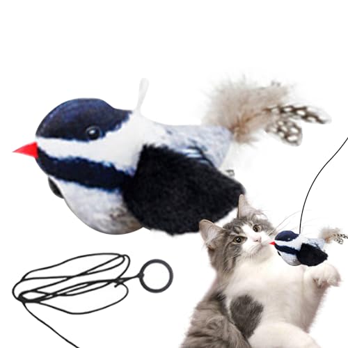 Bexdug Katzenspielzeug, das Vogelgeräusche erzeugt, interaktives Vogel-Katzenspielzeug | Interaktives Katzenspielzeug mit flatterndem Vogel - Kicker, zwitschernde Vögel, lebhaftes Vogelgezwitscher von Bexdug