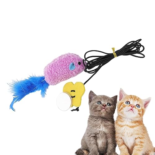 Bexdug Katzenspielzeug - Anhänger neckender Katzenstab mit Sound-Maus | Bissfestes Haustierspielzeug für kleine, mittlere und große Katzen von Bexdug