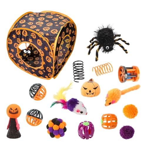Bexdug Katzenspielzeug-Set, Katzenspielzeug-Set,Halloween-Würfel-Katzenminze-Spielzeug-Set - Katzenspieltunnel, interaktives Kätzchenspielzeug für Katzen, Welpen, Kätzchen und kleine Haustiere Bexdug Katzenspielzeug-Set, Katzenspielzeug-Set,Halloween-Würfel-Katzenminze-Spielzeug-Set - Katzenspieltunnel, interaktives Kätzchenspielzeug für Katzen, Welpen, Kätzchen und kleine Haustiere von Bexdug