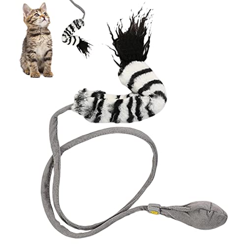 Bexdug Katzenspielzeug Zauberstab, Aufblasbarer Push Handle Cat Teaser Interaktiver Zauberstab, Interaktives Katzenfisch- und Pferdeschwanz-Spielzeug für Bewegung und Entwicklung, Haustierspielzeug von Bexdug