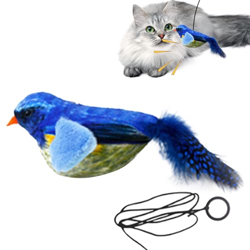 Bexdug Katzenspielzeug mit Vogelgeräuschen, Katzenspielzeug, das Vogelgeräusche erzeugt | Interaktives Katzenspielzeug mit flatterndem Vogel - Kicker, zwitschernde Vögel, lebhaftes Vogelgezwitscher von Bexdug