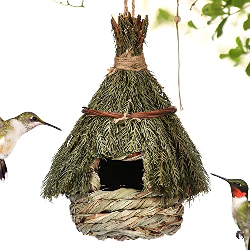 Bexdug Kolibri-Nest-Dekor - Innovatives Grasvogelnest - Vogelnest für den Außenbereich, ökologische Vogelhäuschen, Vogelschutzbucht für Gartenfenster, Heimdekoration im Freien von Bexdug