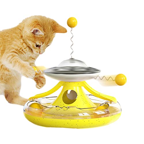 Bexdug Kugelbahn Interaktives Katzenspielzeug,Langsamer Futterspender in Raumschiffform für Katzen | Leckerli-Spender für Kätzchen für IQ-Training, geistige Bereicherung von Bexdug