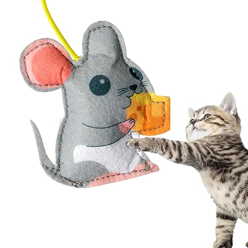 Bexdug Selbstspielendes Katzenspielzeug | Automatisches interaktives Katzenspielzeug - Lustiges Katzenspielzeug mit automatischer Tür und einziehbarem elastischem Seil für Katzensprungübungen von Bexdug
