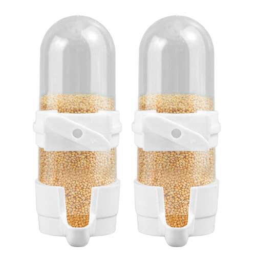 Bexdug Vogelkäfig -Feeder, automatischer Vogelfutterlein, 200 ml leckdes Sichtmeilenfutterset von 2, Vielseitiger Lebensmittelspender für Papageien Cockatiels Grus von Bexdug