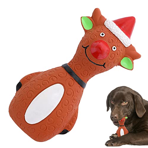 Bexdug Weihnachten Quietschendes Hundespielzeug - Weihnachtsquietschendes Kauspielzeug für Hunde - Robustes Welpenzahnreinigungs-Gummispielzeug für saubere Zähne Molarenstock von Bexdug